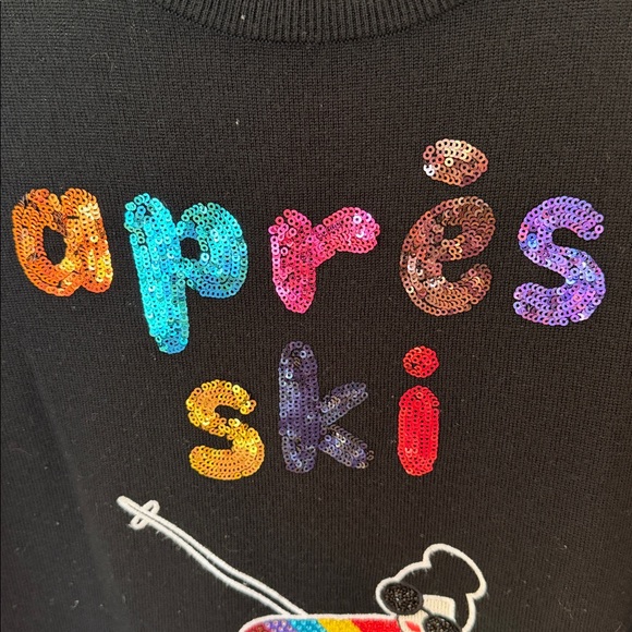 Alice and Olivia Connie Embellished Black Sweater Sequin Apres Ski Small - Picture 5 of 8